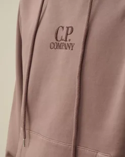 Sweatshirts<C.P. Company Brushed and Emerized Diagonal Fleece Logo Hooded Sweatshirt Purple Dove