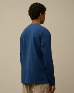T-shirts & Polo<C.P. Company Brushed Jersey Logo Longsleeve T-Shirt Estate Blue