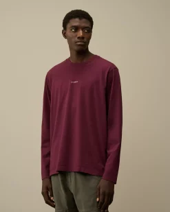 T-shirts & Polo<C.P. Company Brushed Jersey Logo Longsleeve T-Shirt Potent Purple
