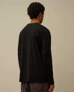 T-shirts & Polo<C.P. Company Brushed Jersey Mixed Boxy Longsleeve T-Shirt Black