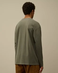 T-shirts & Polo<C.P. Company Brushed Jersey Mixed Boxy Longsleeve T-Shirt Grape Leaf – Green