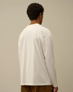 T-shirts & Polo<C.P. Company Brushed Jersey Mixed Boxy Longsleeve T-Shirt Gauze White