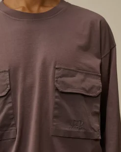 T-shirts & Polo<C.P. Company Brushed Jersey Mixed Boxy Longsleeve T-Shirt Boulevard – Violet