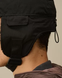 Hats<C.P. Company Chrome-R Earflap Hat Black