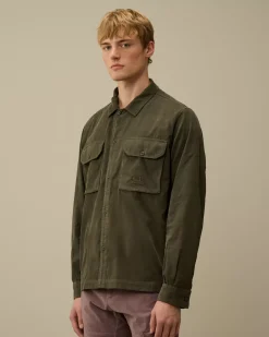 Overshirt<C.P. Company Corduroy Buttoned Overshirt Grape Leaf – Green