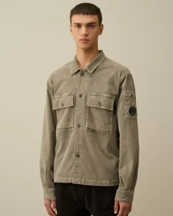Overshirt<C.P. Company Corduroy Buttoned Utility Overshirt Walnut – Beige