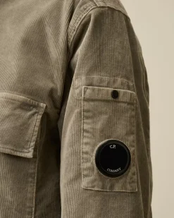 Overshirt<C.P. Company Corduroy Buttoned Utility Overshirt Walnut – Beige