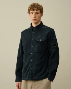 Shirt<C.P. Company Corduroy Lens Buttoned Shirt Total Eclipse – Blue