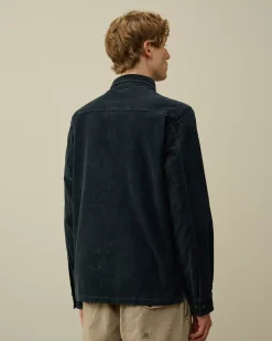 Shirt<C.P. Company Corduroy Lens Buttoned Shirt Total Eclipse – Blue