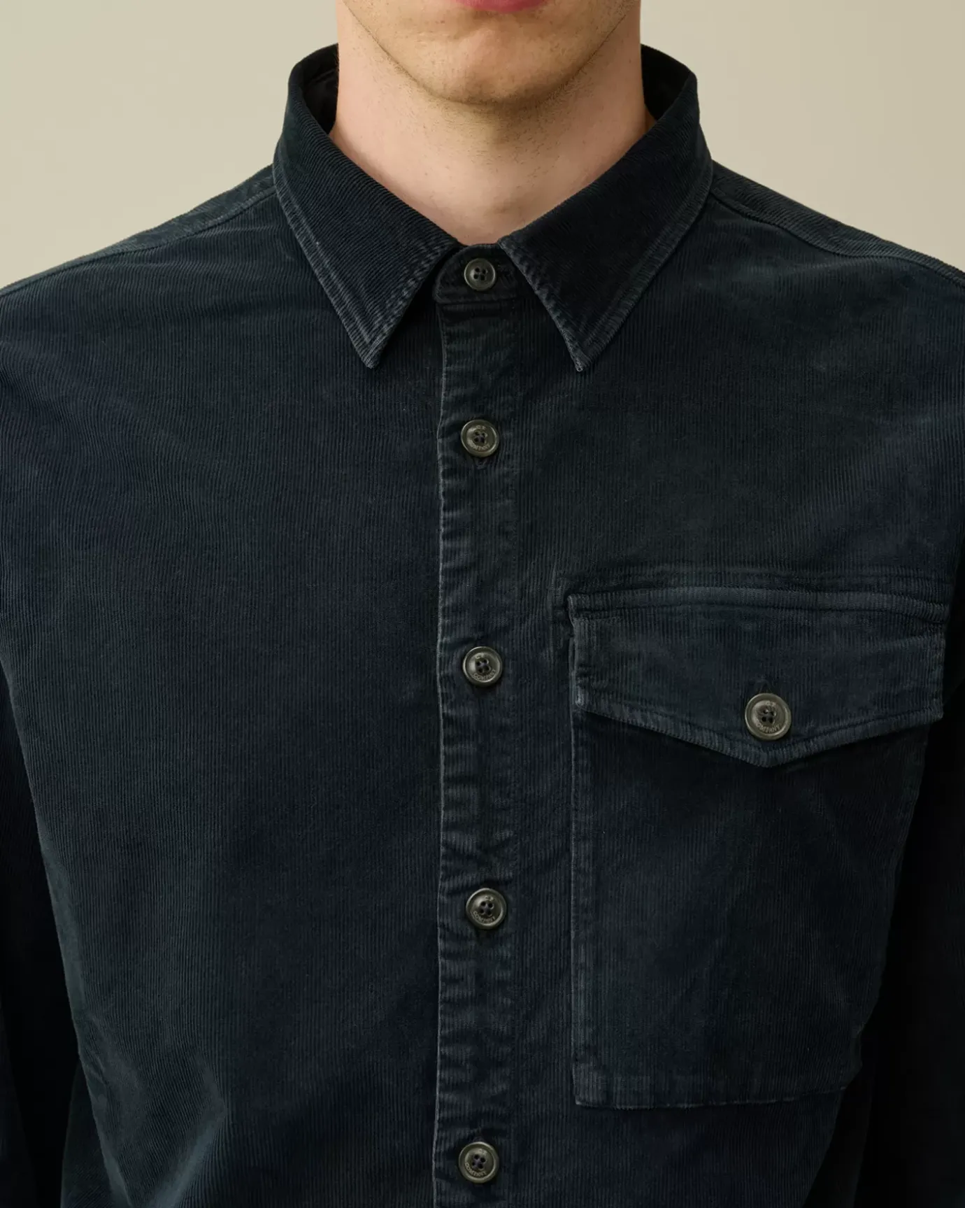 Shirt<C.P. Company Corduroy Lens Buttoned Shirt Total Eclipse – Blue