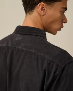 Shirt<C.P. Company Corduroy Single Pocket Shirt Total Eclipse – Blue
