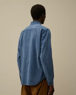Shirt<C.P. Company Corduroy Single Pocket Shirt Flint Stone – Blue