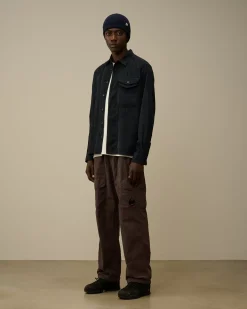 Shirt<C.P. Company Corduroy Single Pocket Shirt Black Sand