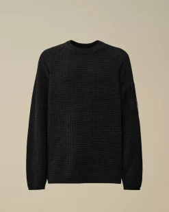 Jumpers<C.P. Company Cotton Chenille Crewneck Waffle Knit Total Eclipse – Blue