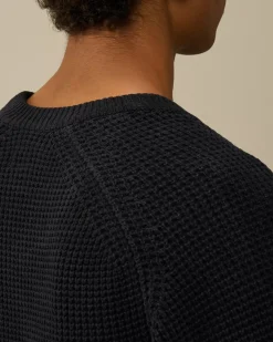 Jumpers<C.P. Company Cotton Chenille Crewneck Waffle Knit Total Eclipse – Blue