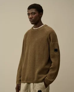 Jumpers<C.P. Company Cotton Chenille Crewneck Waffle Knit Walnut – Beige