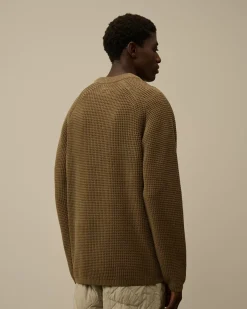 Jumpers<C.P. Company Cotton Chenille Crewneck Waffle Knit Walnut – Beige