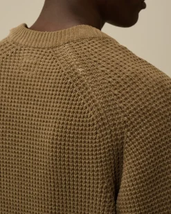 Jumpers<C.P. Company Cotton Chenille Crewneck Waffle Knit Walnut – Beige