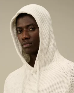 Jumpers<C.P. Company Cotton Chenille Hooded Waffle Knit Gauze White