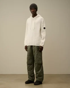Jumpers<C.P. Company Cotton Chenille Hooded Waffle Knit Gauze White