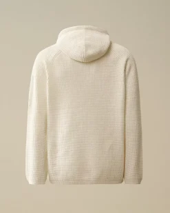 Jumpers<C.P. Company Cotton Chenille Hooded Waffle Knit Gauze White