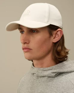 Hats<C.P. Company C.P. Shell-R Logo Cap Gauze White