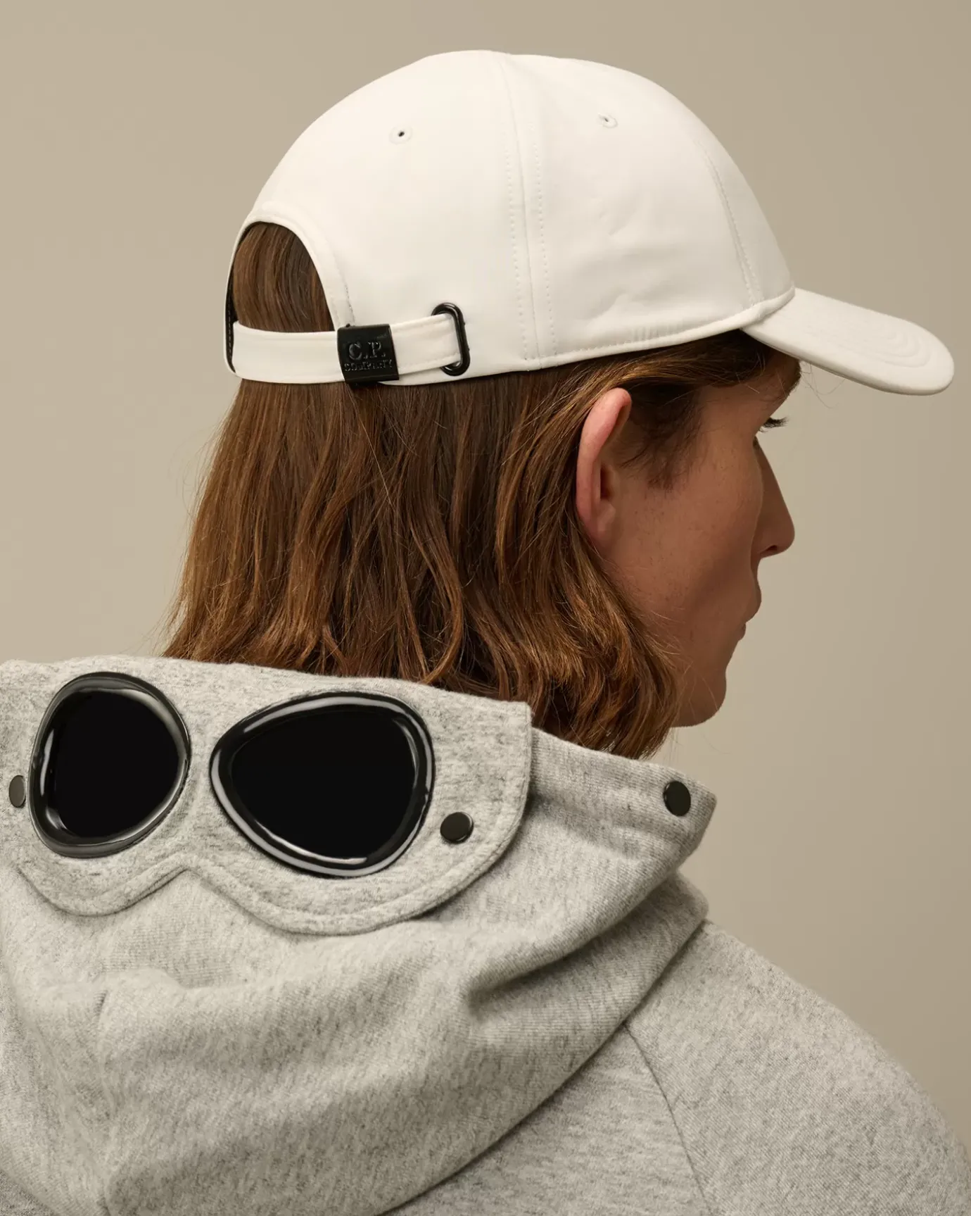 Hats<C.P. Company C.P. Shell-R Logo Cap Gauze White