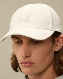 Hats<C.P. Company C.P. Shell-R Logo Cap Gauze White