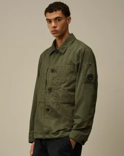 Overshirt<C.P. Company Diagonal Flatt Nylon Buttoned Overshirt Grape Leaf – Green