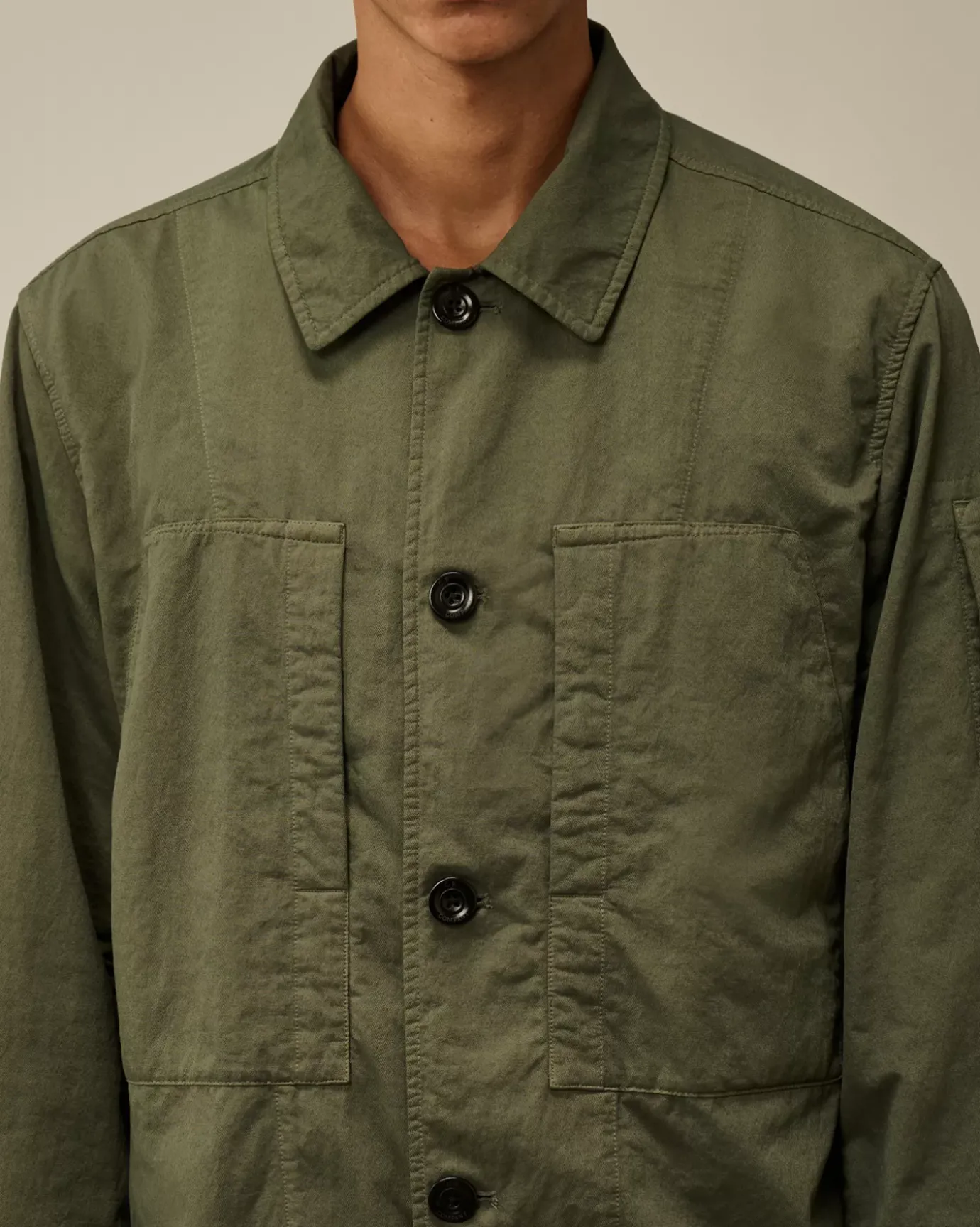 Overshirt<C.P. Company Diagonal Flatt Nylon Buttoned Overshirt Grape Leaf – Green