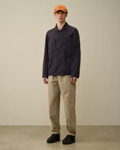 Overshirt<C.P. Company Diagonal Flatt Nylon Buttoned Overshirt Nightshade – Purple