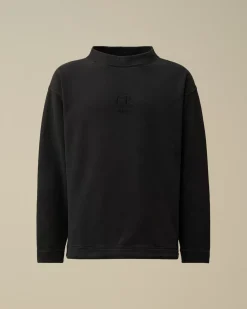 Sweatshirts<C.P. Company Diagonal Fleece Boxy Funnel Neck Sweatshirt Black Sand