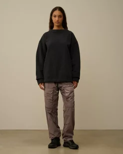 Sweatshirts<C.P. Company Diagonal Fleece Boxy Funnel Neck Sweatshirt Black Sand