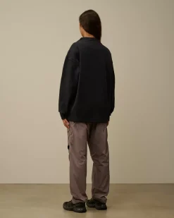 Sweatshirts<C.P. Company Diagonal Fleece Boxy Funnel Neck Sweatshirt Black Sand