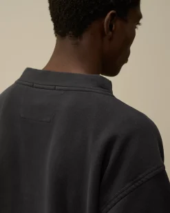 Sweatshirts<C.P. Company Diagonal Fleece Boxy Funnel Neck Sweatshirt Black Sand