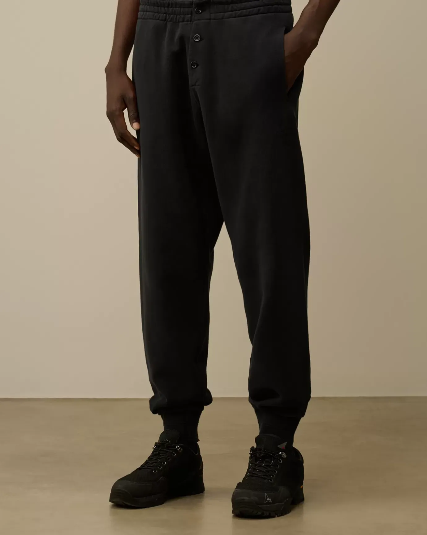 Tracksuits & Shorts<C.P. Company Diagonal Fleece Logo Buttoned Sweatpants Black Sand
