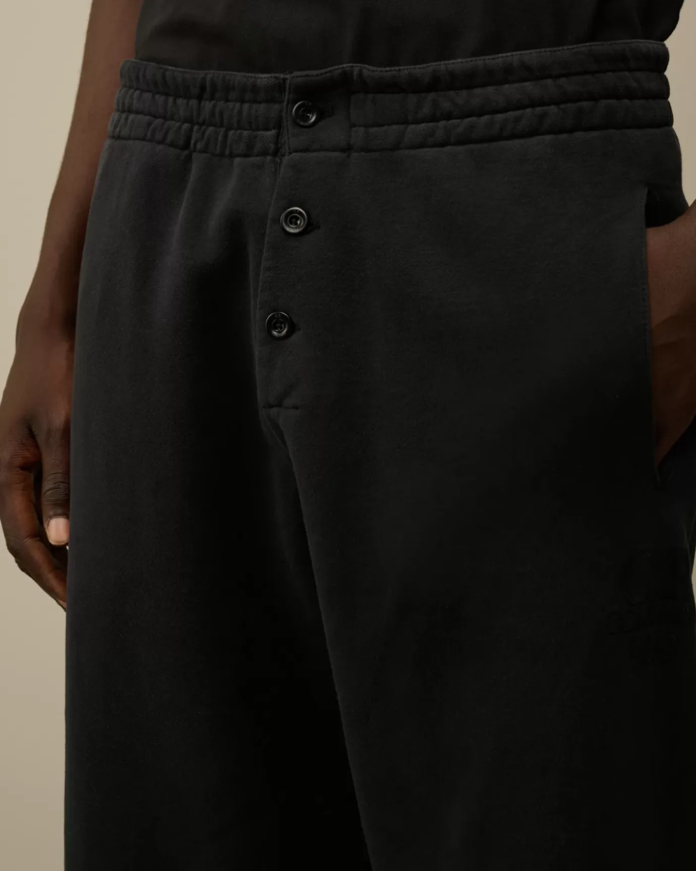 Tracksuits & Shorts<C.P. Company Diagonal Fleece Logo Buttoned Sweatpants Black Sand