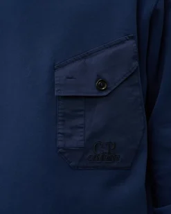 Sweatshirts<C.P. Company Diagonal Fleece Mixed Funnel Neck Sweatshirt Estate Blue