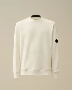 Sweatshirts<C.P. Company Diagonal Raised Fleece Crew Neck Lens Sweatshirt Gauze White
