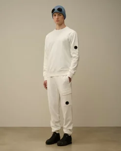 Sweatshirts<C.P. Company Diagonal Raised Fleece Crew Neck Lens Sweatshirt Gauze White