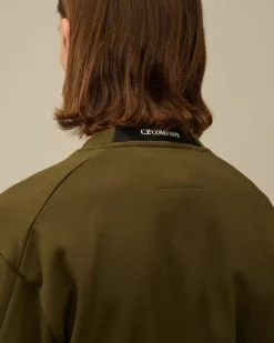 Sweatshirts<C.P. Company Diagonal Raised Fleece Crew Neck Lens Sweatshirt Ivy Green