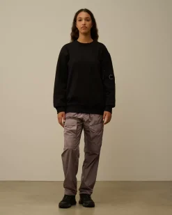 Sweatshirts<C.P. Company Diagonal Raised Fleece Crew Neck Lens Sweatshirt Black