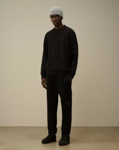 Sweatshirts<C.P. Company Diagonal Raised Fleece Crew Neck Lens Sweatshirt Black