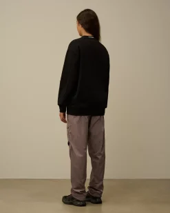 Sweatshirts<C.P. Company Diagonal Raised Fleece Crew Neck Lens Sweatshirt Black