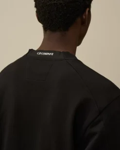 Sweatshirts<C.P. Company Diagonal Raised Fleece Crew Neck Lens Sweatshirt Black