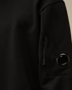 Sweatshirts<C.P. Company Diagonal Raised Fleece Crew Neck Lens Sweatshirt Black