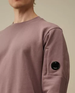 Sweatshirts<C.P. Company Diagonal Raised Fleece Crew Neck Lens Sweatshirt Purple Dove