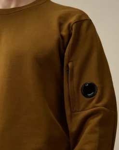 Sweatshirts<C.P. Company Diagonal Raised Fleece Crew Neck Lens Sweatshirt Toffee – Beige