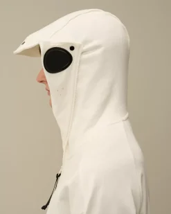 Sweatshirts<C.P. Company Diagonal Raised Fleece Explorer Zipped Hooded Sweatshirt Gauze White