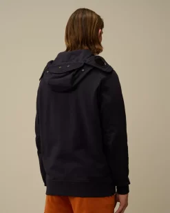 Sweatshirts<C.P. Company Diagonal Raised Fleece Explorer Zipped Hooded Sweatshirt Total Eclipse – Blue